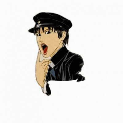A Cartoon Of A Man Wearing A Hat With A Gold Star On It GIF