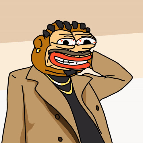 A Cartoon Of A Man Wearing A Tan Coat And A Black Shirt GIF