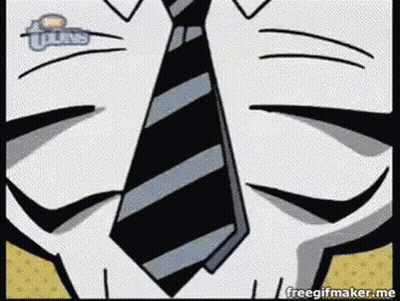 A Cartoon Of A Man Wearing A Tie With A Toon 'S Logo In The Background GIF