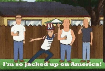A Cartoon Of A Man Wearing An Uncle Sam Hat Standing In Front Of A Fence . GIF