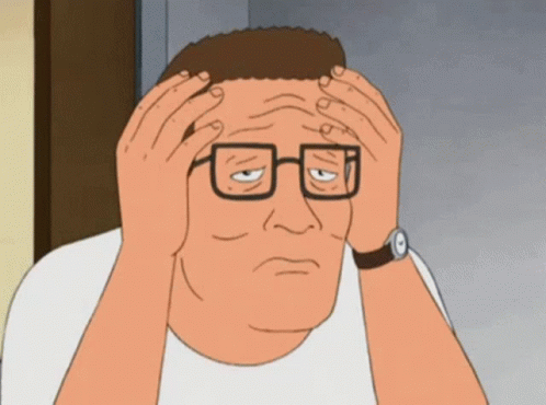 A Cartoon Of A Man Wearing Glasses And A Watch Holding His Head GIF