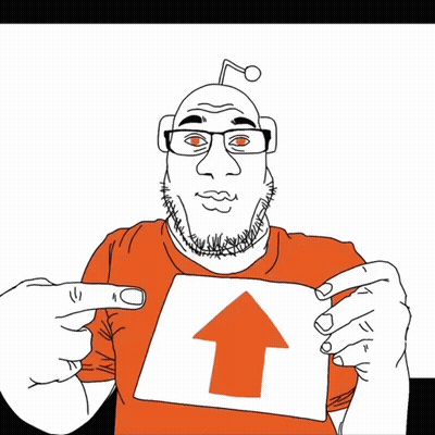 A Cartoon Of A Man Wearing Glasses And An Orange Shirt Praying GIF