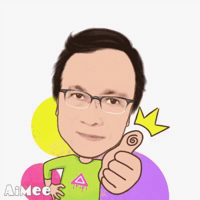 A Cartoon Of A Man Wearing Glasses Giving A Thumbs Up Sign GIF