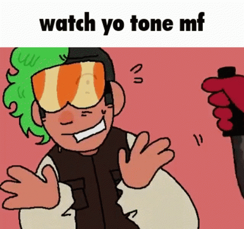 A Cartoon Of A Man Wearing Goggles And Holding A Knife With The Words Watch Yo Tone Mf Below Him GIF