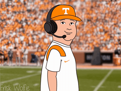 A Cartoon Of A Man Wearing Headphones And An Orange Hat With The Letter T On It GIF
