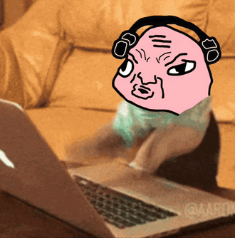 A Cartoon Of A Man Wearing Headphones Is Sitting In Front Of An Apple Laptop GIF