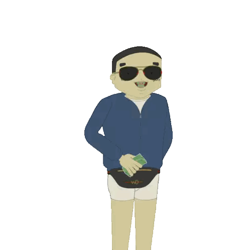 A Cartoon Of A Man Wearing Sunglasses And A Fanny Pack Sticker