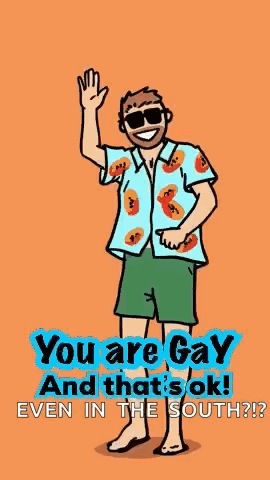 A Cartoon Of A Man Wearing Sunglasses And A Hawaiian Shirt Waving . GIF