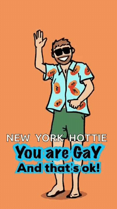 A Cartoon Of A Man Wearing Sunglasses And A Shirt That Says New York Hottie GIF