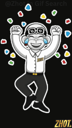 A Cartoon Of A Man Wearing Sunglasses And A Shirt That Says ' Zhot ' On It GIF