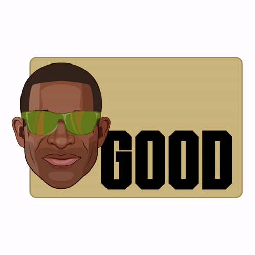 A Cartoon Of A Man Wearing Sunglasses And A Sign That Says Good GIF