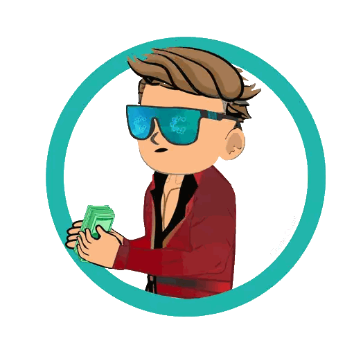 A Cartoon Of A Man Wearing Sunglasses And Holding A Dollar Bill Sticker