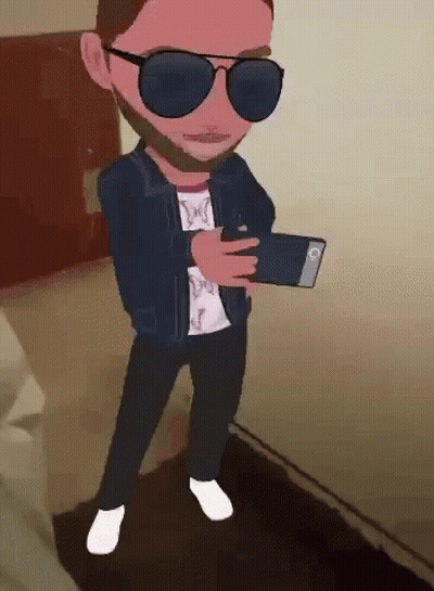 A Cartoon Of A Man Wearing Sunglasses And Holding A Phone GIF