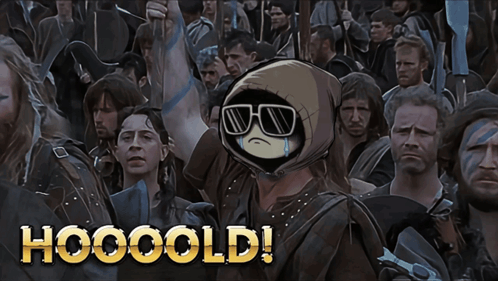 A Cartoon Of A Man Wearing Sunglasses With The Words Hooooold On The Bottom GIF