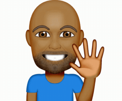 A Cartoon Of A Man With A Beard And A Blue Shirt Waving His Hand GIF