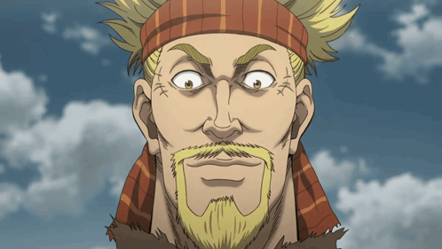 A Cartoon Of A Man With A Beard And A Headband On His Head GIF