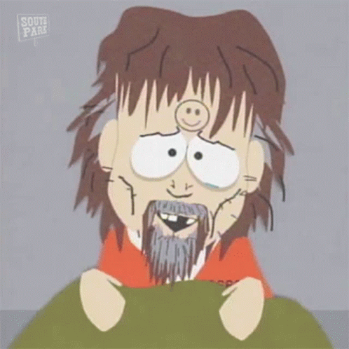 A Cartoon Of A Man With A Beard And A Smiley Face On His Head . GIF