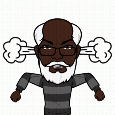 A Cartoon Of A Man With A Beard And Glasses Blowing Steam Out Of His Ears GIF