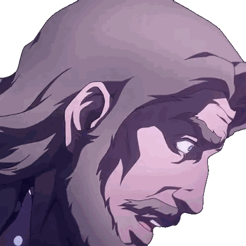 A Cartoon Of A Man With A Beard And Long Hair Sticker