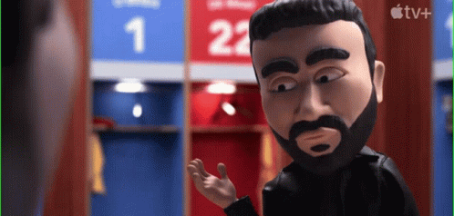 A Cartoon Of A Man With A Beard And Mustache Is Standing In Front Of A Sign That Says 1 And 22 GIF