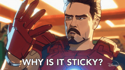 A Cartoon Of A Man With A Beard And Mustache Says Why Is It Sticky GIF