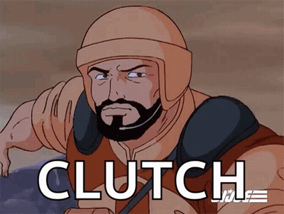 A Cartoon Of A Man With A Beard And The Word Clutch GIF