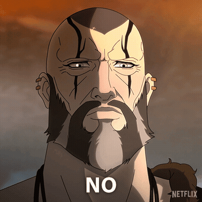 A Cartoon Of A Man With A Beard And The Word No On His Face GIF