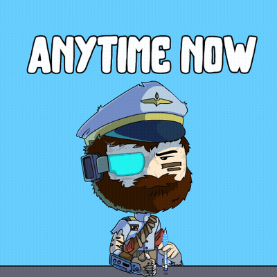 A Cartoon Of A Man With A Beard And The Words Anytime Now GIF