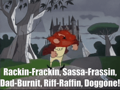 A Cartoon Of A Man With A Beard And The Words Hackin-Frackin Sassa-Frassin Dad-Burnit GIF