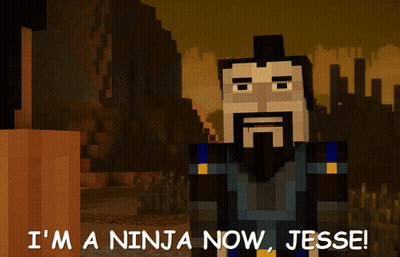 A Cartoon Of A Man With A Beard And The Words I 'M A Ninja Now Jesse On The Bottom GIF