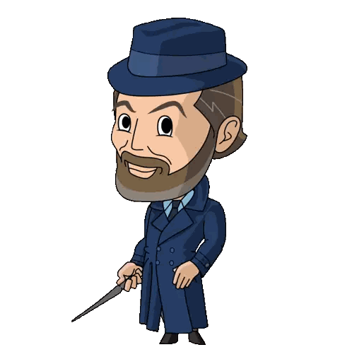 A Cartoon Of A Man With A Beard Holding A Hat And A Wand Sticker