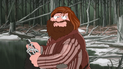 A Cartoon Of A Man With A Beard Holding A Knife GIF