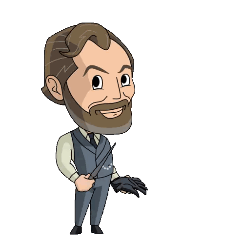A Cartoon Of A Man With A Beard Holding A Wand And Giving A Thumbs Up Sticker