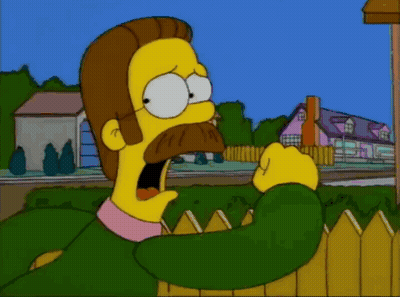 A Cartoon Of A Man With A Beard Looking Over A Wooden Fence GIF