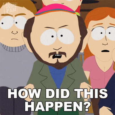 A Cartoon Of A Man With A Beard Says How Did This Happen GIF