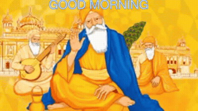 A Cartoon Of A Man With A Beard Sitting On A Bed . GIF