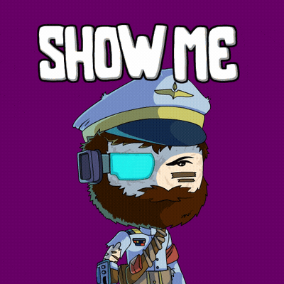 A Cartoon Of A Man With A Beard Wearing A Hat And Goggles Says Show Me GIF