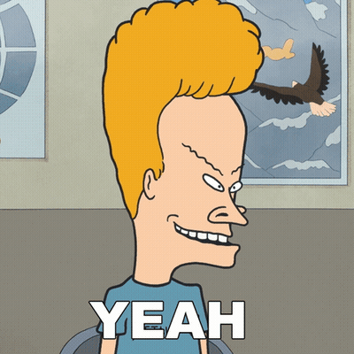 A Cartoon Of A Man With A Big Head And The Word Yeah On The Bottom GIF