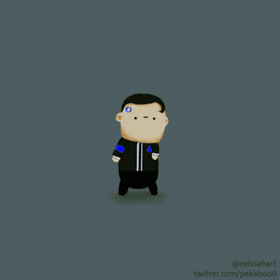 A Cartoon Of A Man With A Blue Button On His Arm GIF