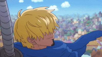 A Cartoon Of A Man With A Blue Scarf Around His Neck GIF