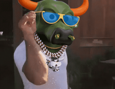 A Cartoon Of A Man With A Bull Mask On His Head GIF