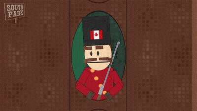 A Cartoon Of A Man With A Canadian Flag On His Hat And The Words Impossible Below Him GIF