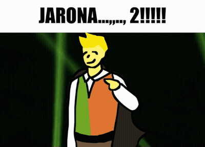 A Cartoon Of A Man With A Cape And The Words Jarona 2 GIF