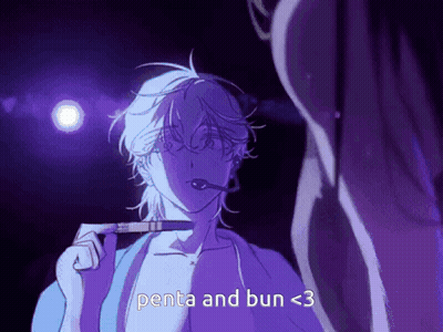 A Cartoon Of A Man With A Cigarette In His Mouth And The Words Penta And Bun < 3 GIF