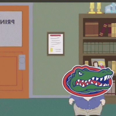 A Cartoon Of A Man With A Crocodile Head Standing In Front Of A Sign That Says " Library " GIF