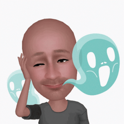 A Cartoon Of A Man With A Ghost Behind His Head GIF