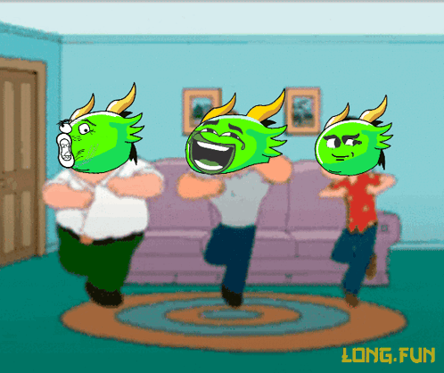 A Cartoon Of A Man With A Green Head And The Words Long Fun On The Bottom GIF