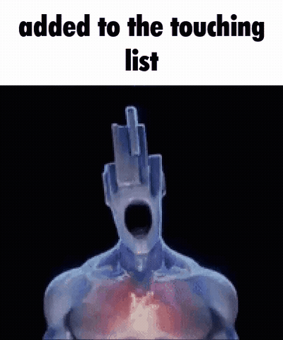 A Cartoon Of A Man With A Hand On His Head And The Words `` Added To The Touching List '' . GIF