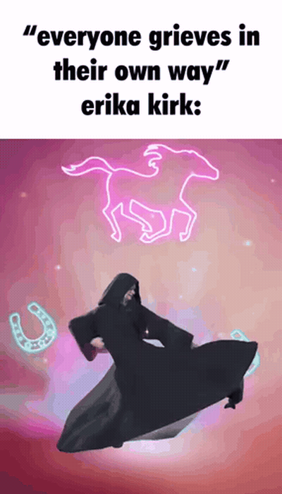 A Cartoon Of A Man With A Horse And The Words " Everyone Grieves In Their Own Way " On The Bottom GIF