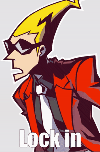 A Cartoon Of A Man With A Lightning Bolt On His Head With The Words Lock In Below Him GIF